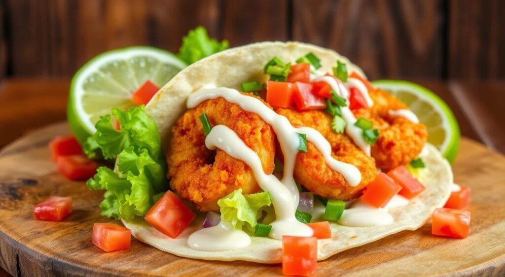 crispy jumbo shrimp taco