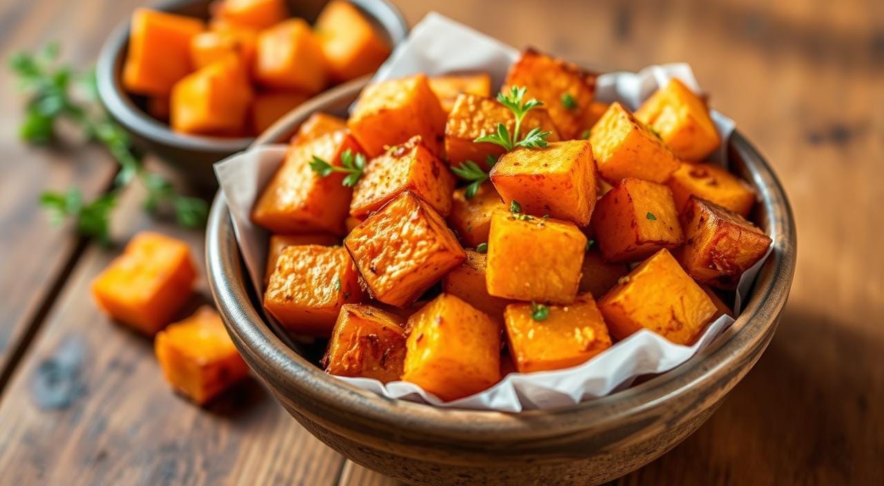 Air fryer sweet potato cubes