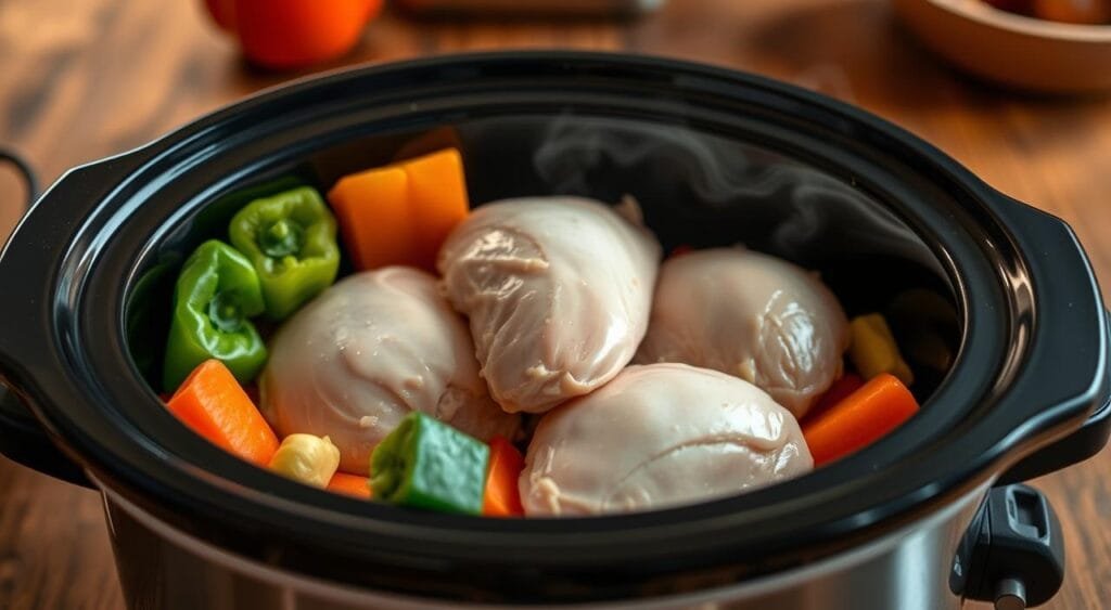 crockpot frozen chicken