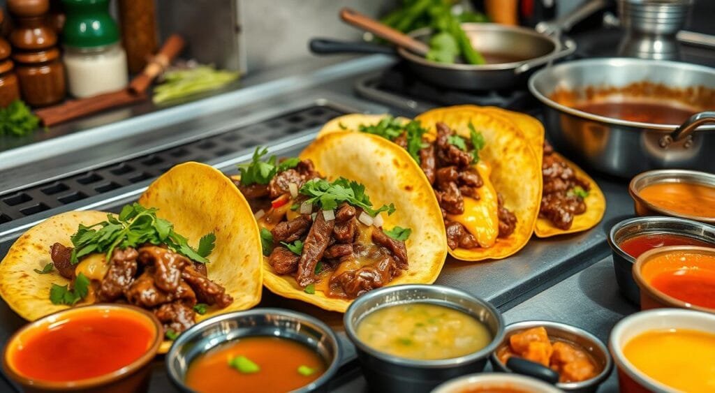 quesabirria tacos cooking